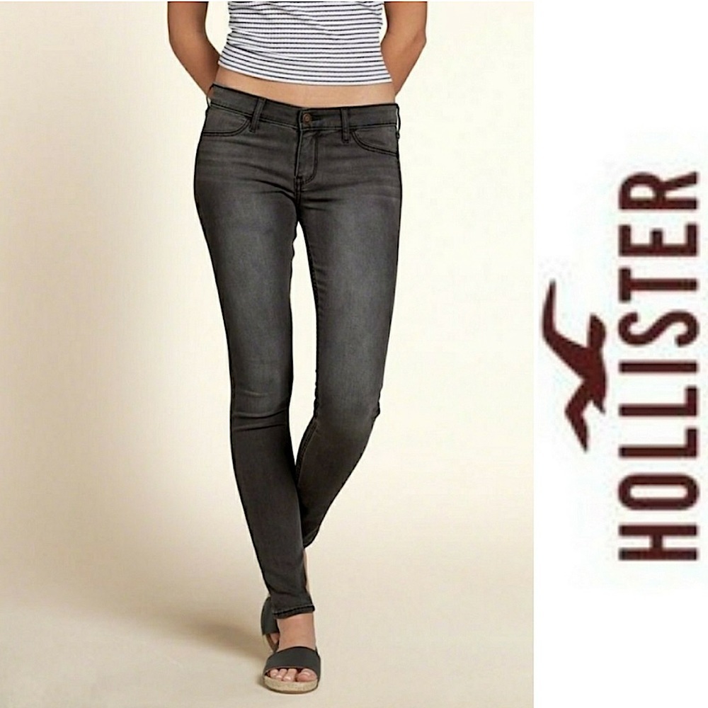 Hollister Skinny Stretch Faded Black Wash Dark Gray Jean Legging Jegging Size 7S